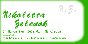 nikoletta zelenak business card